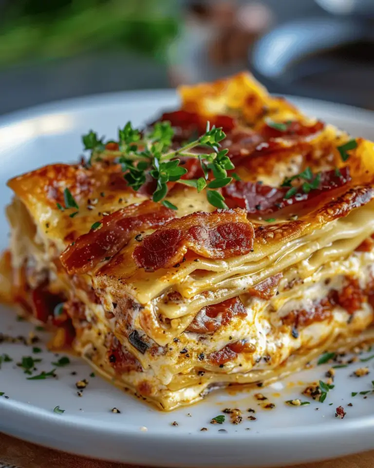 Quick And Easy Parmesan Garlic Bacon Lasagna