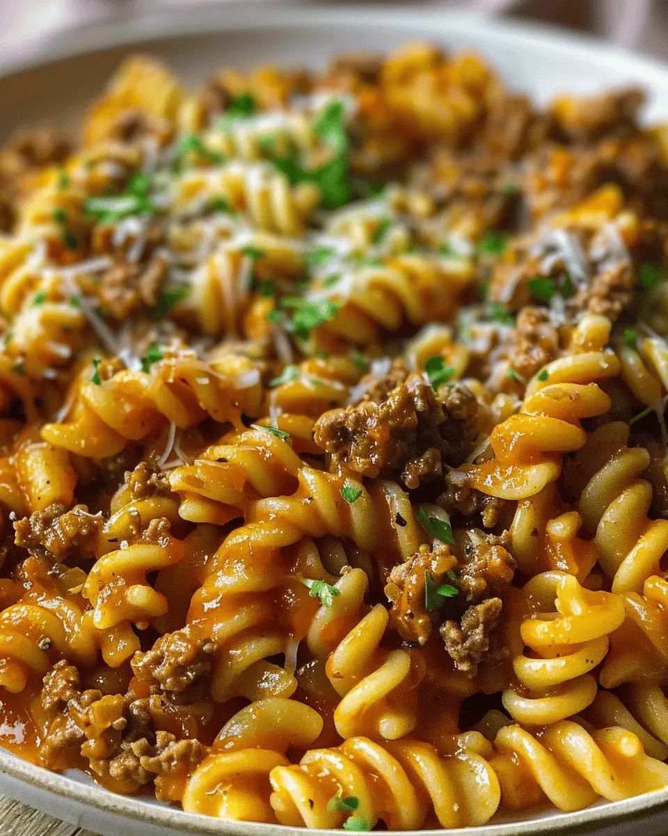 Cheesy Rotini Pasta: Easy Garlic Butter Beef Delight