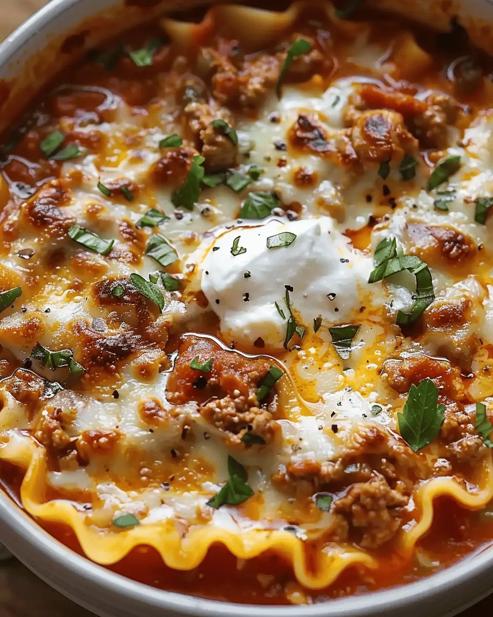 Lasagna Soup Recipe: Indulgent Comfort Food with Turkey Bacon and Chicken Ham