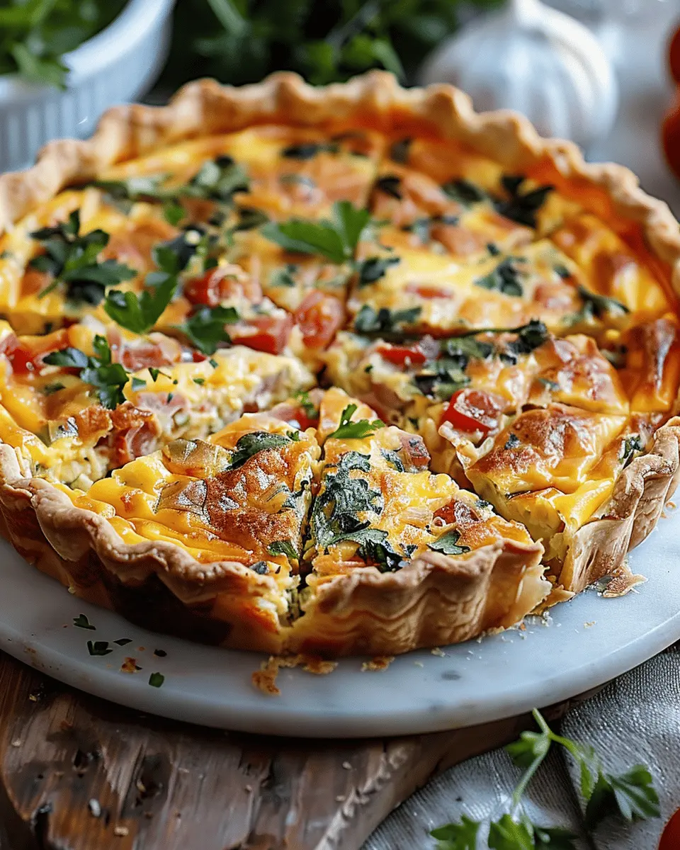 Easy Breakfast Quiche with Turkey Bacon and Chicken Ham Delight