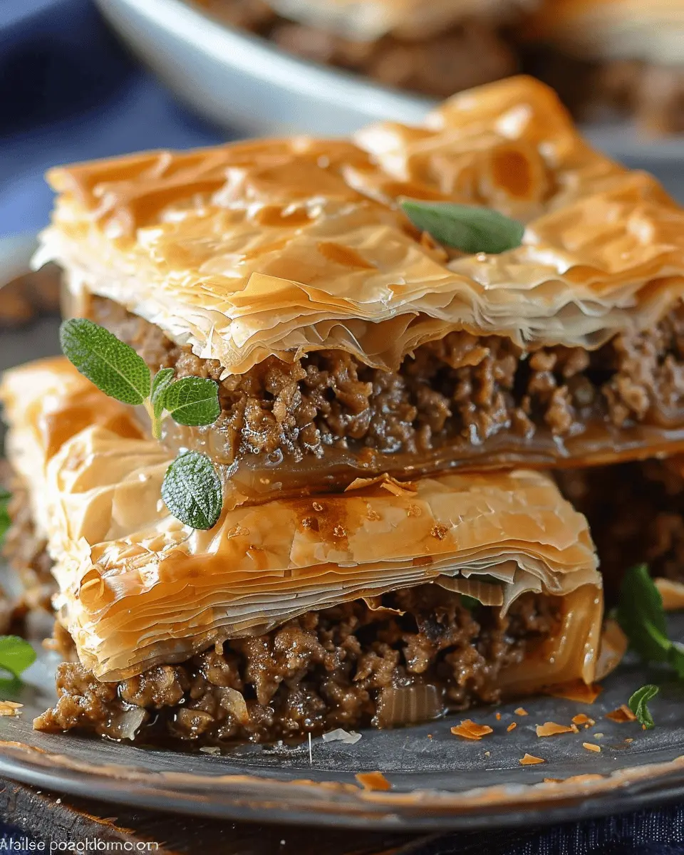 Phyllo Meat Pie: Easy Egyptian Goulash with Turkey Bacon Delight