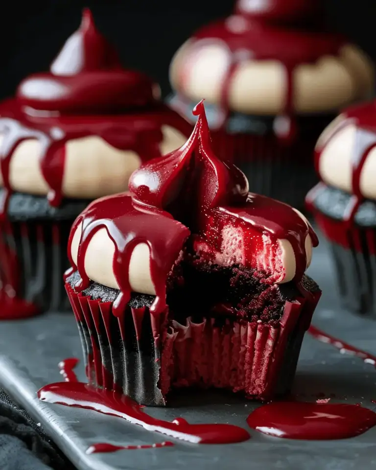 Halloween Vampire Bite Cupcakes