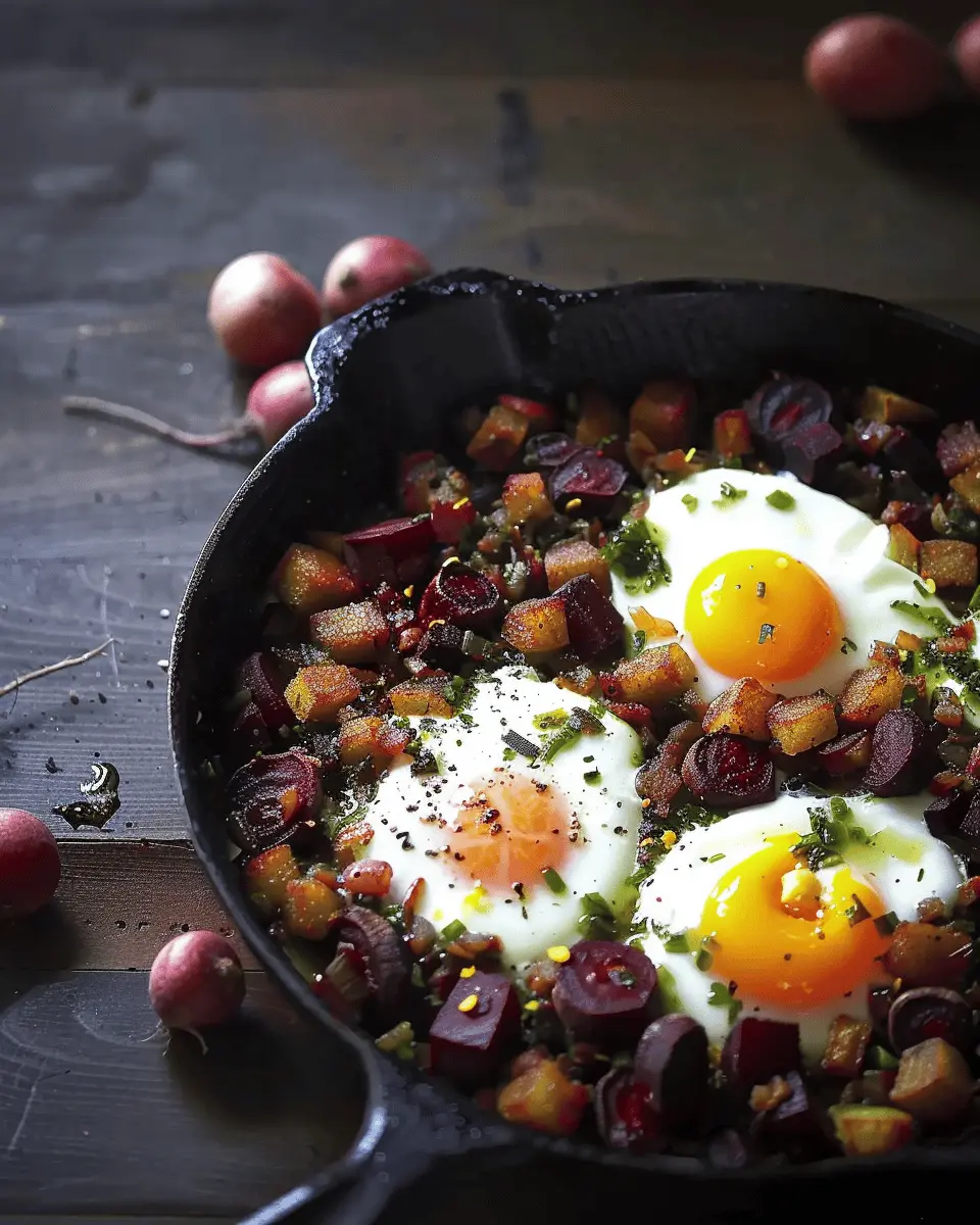 Beet Hash with Eggs: Easy and Nutritious Turkey Bacon Twist