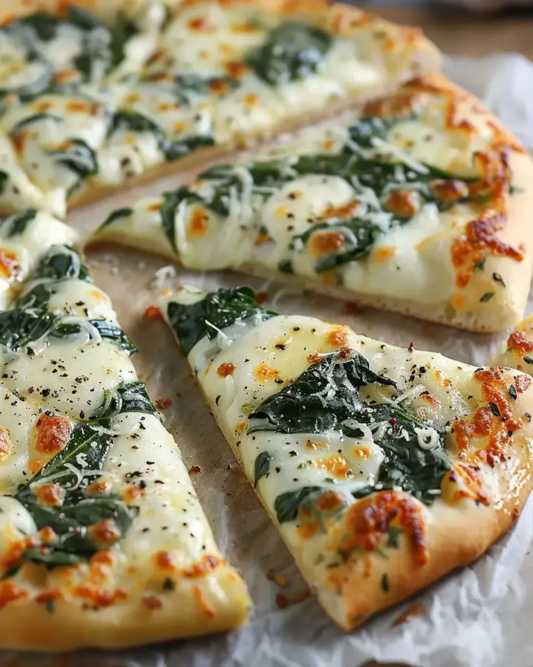 Roasted Garlic Spinach White Pizza Recipe