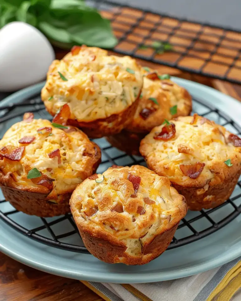 Air Fryer Basil, Bacon, and Cheddar Cheese Savory Muffins