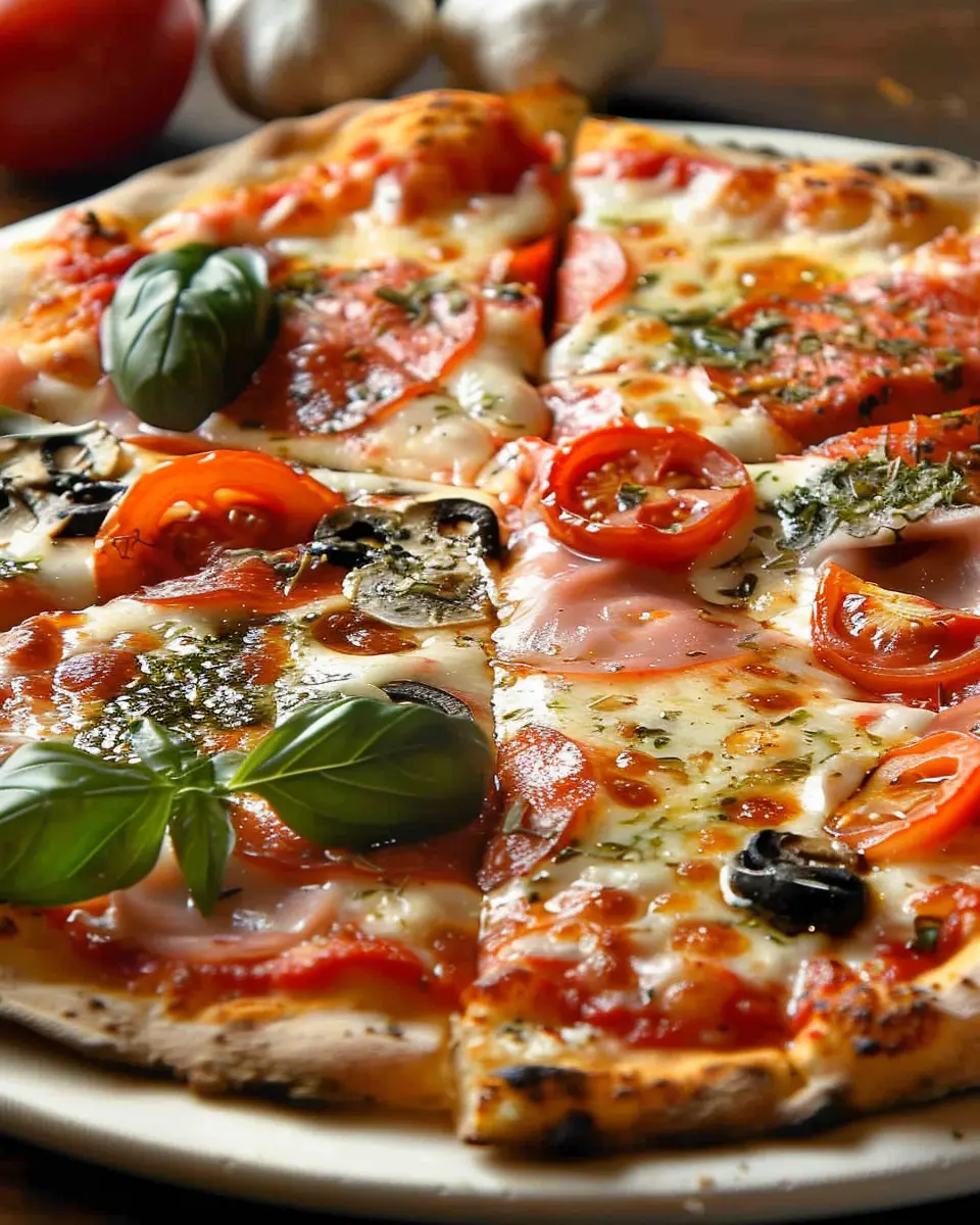 Quattro Pizza: Easy Delight with Turkey Bacon and Chicken Ham