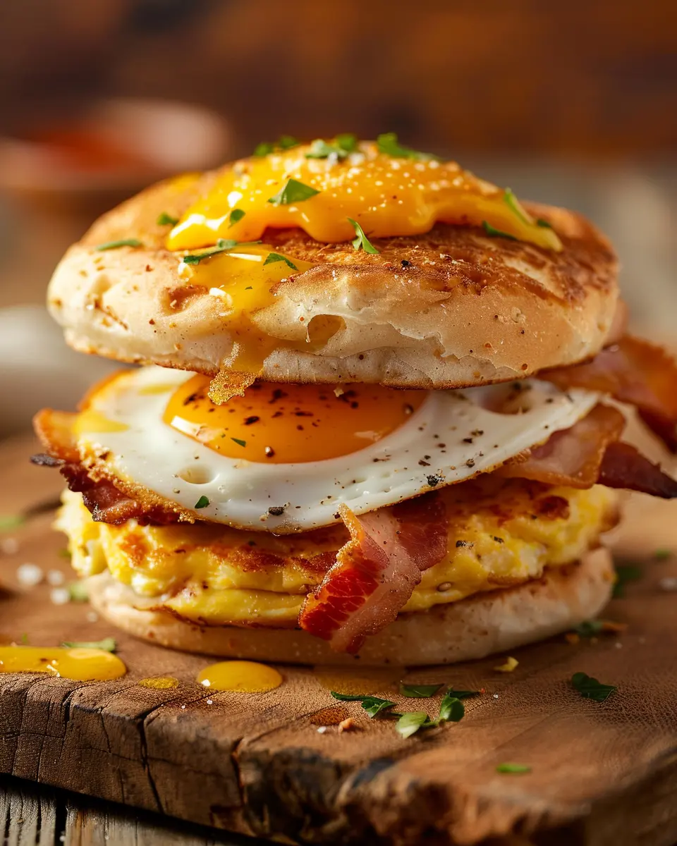 Air Fryer Homemade Breakfast Sandwiches: Easy Turkey Bacon Delight