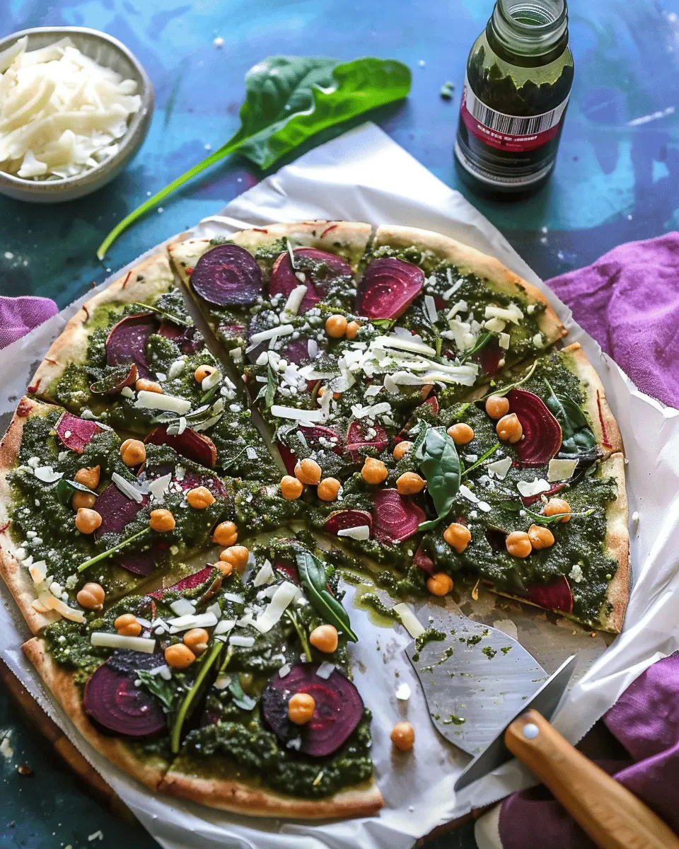 Kale Beet Pesto Pizza: Easy Chickpea Crust Delight to Savor