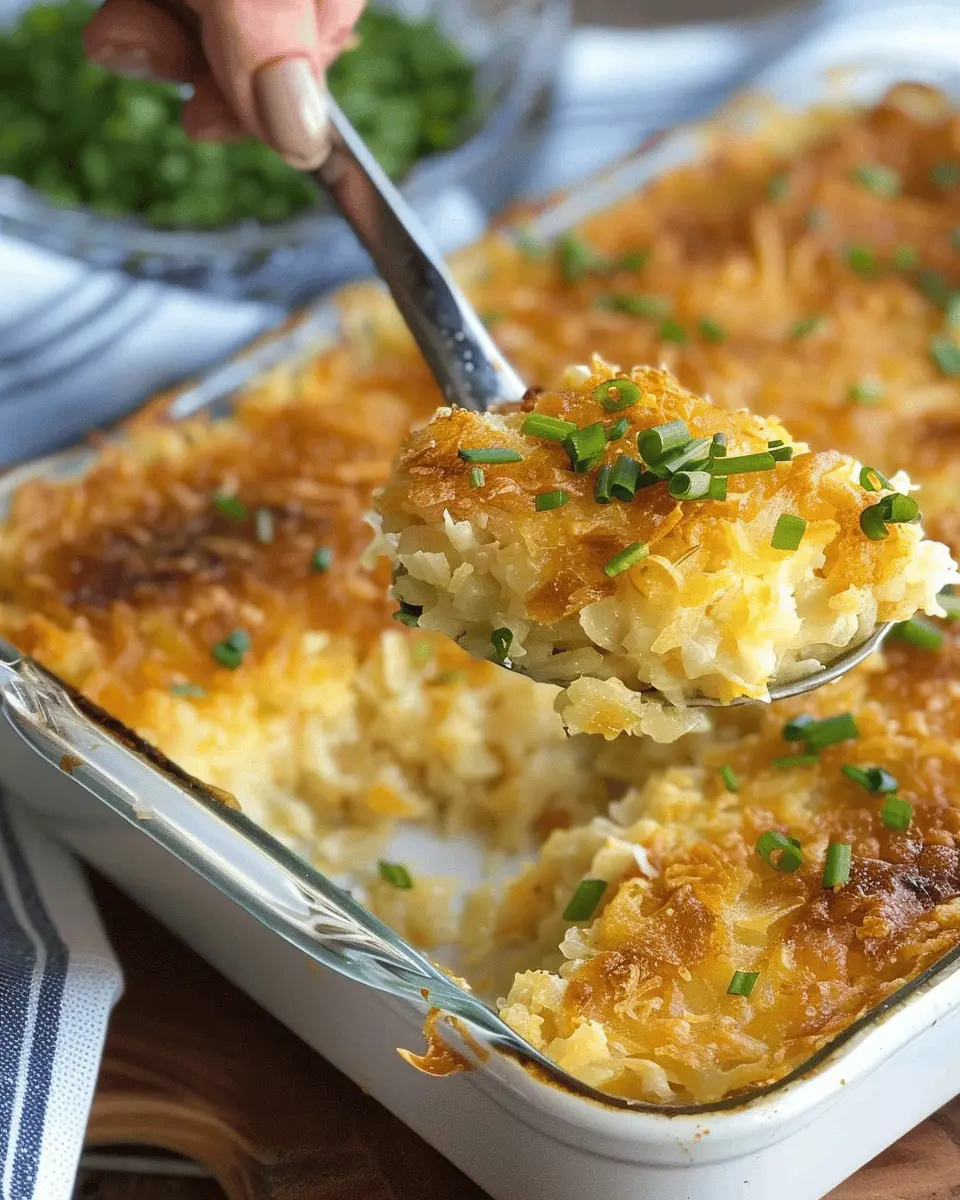 Copycat Cracker Barrel Hashbrown Casserole Recipe with Turkey Bacon