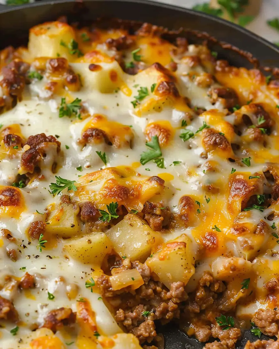 Cheesy Ground Beef &amp; Potato Casserole: Easy Comfort Food Delight