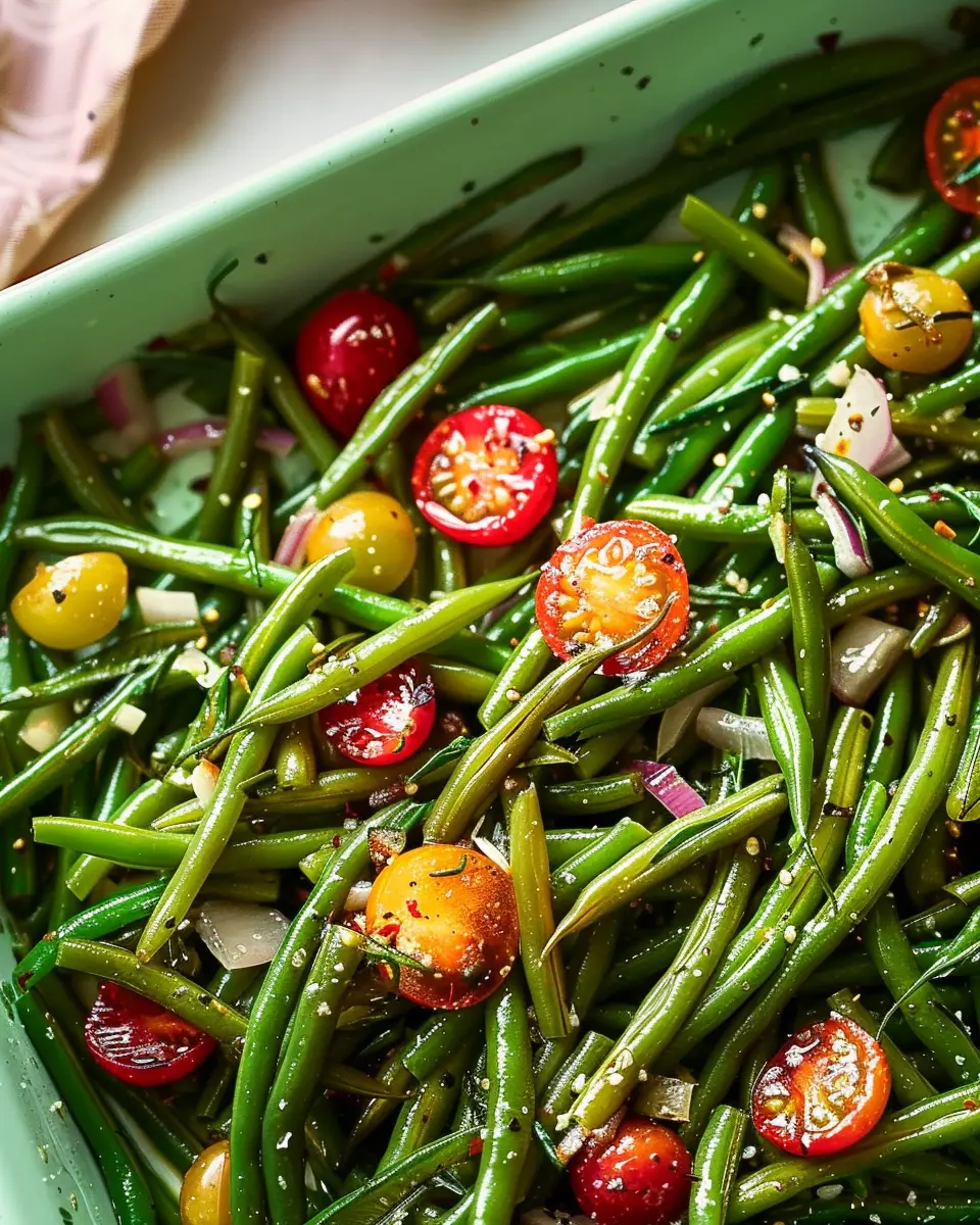 Crisp And Elegant Frenched Green Bean Salad with Turkey Bacon Delight