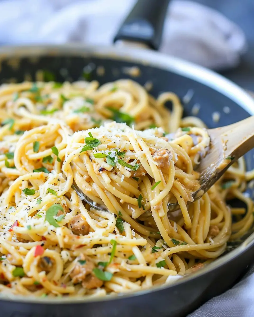 One Pot Creamy Garlic Pasta with Turkey Bacon: Easy and Indulgent