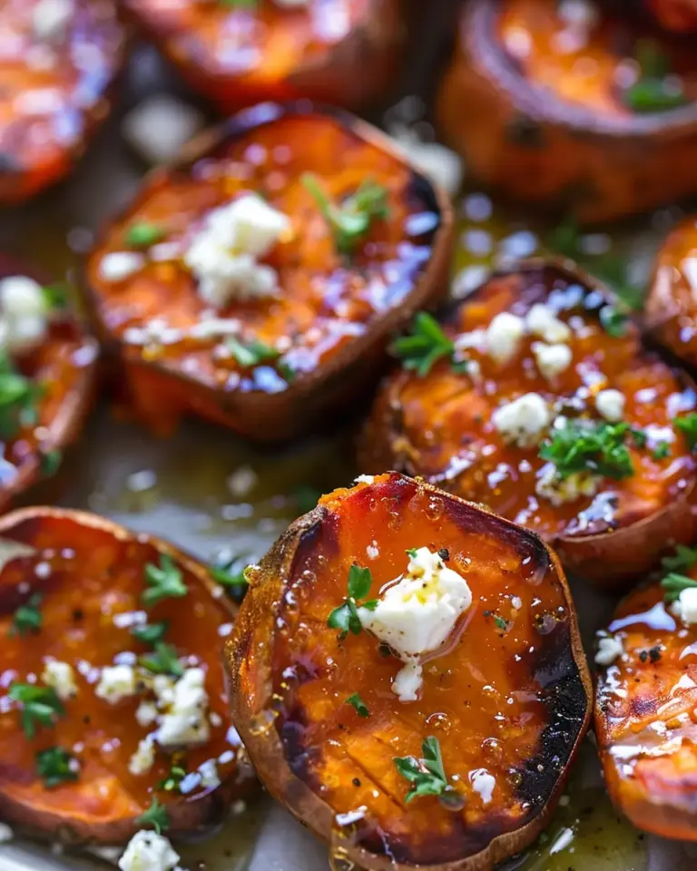 Roasted Sweet Potato Rounds with Honey & Feta