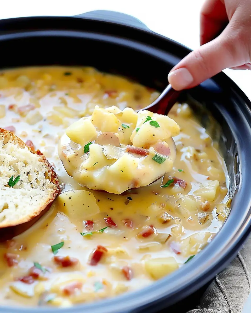 Crock Pot Potato Soup: Easy Comfort with Turkey Bacon and Chicken Ham