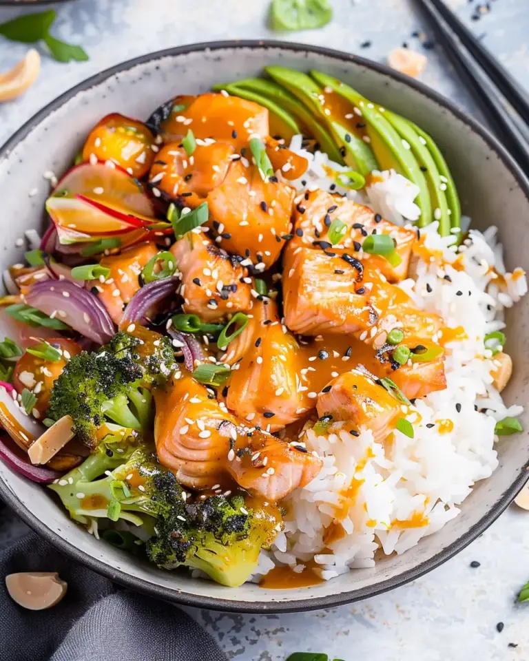 30-Minute Spicy Salmon Bowl with Coconut Rice