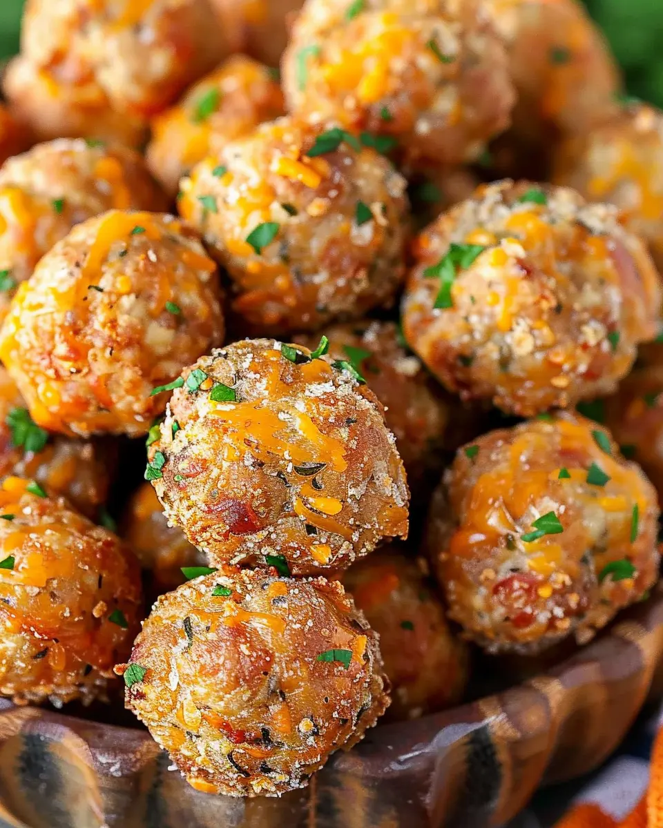 Cheddar Bay Sausage Balls: Easy 4-Ingredient Delight with Turkey Bacon