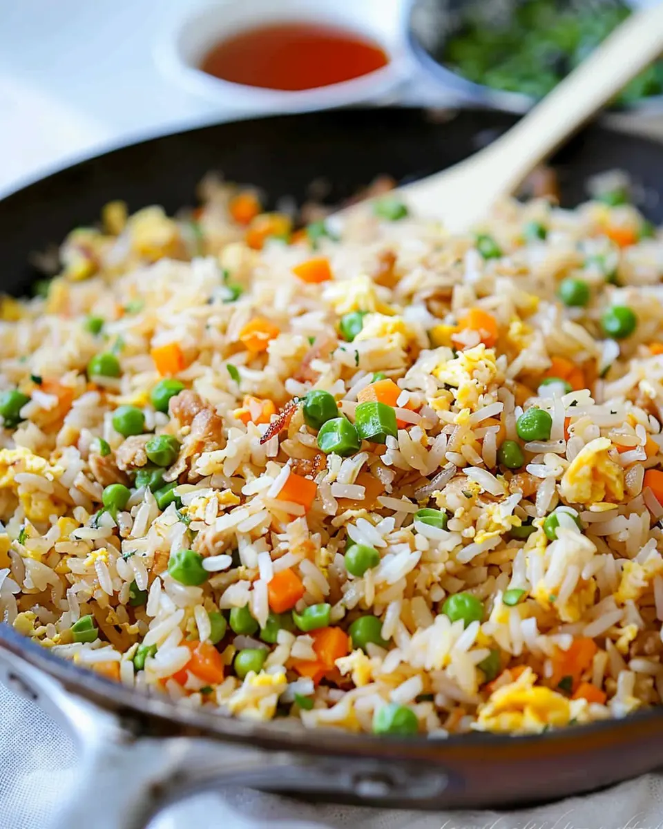Easy Fried Rice: Flavorful Turkey Bacon and Chicken Ham Delight