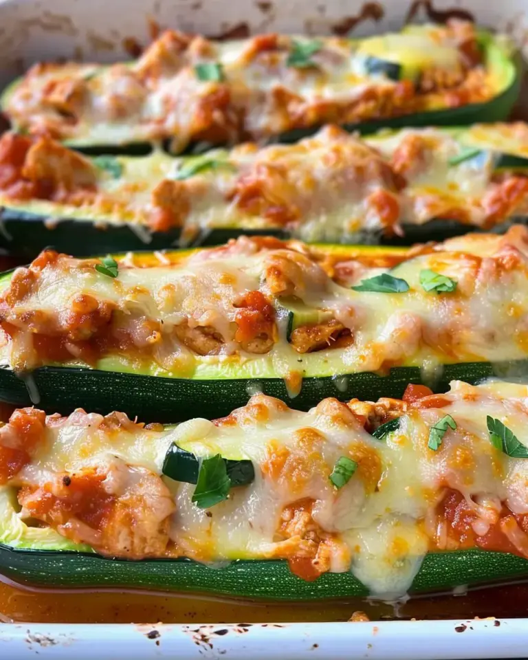 Chicken Parmesan Stuffed Zucchini Boats
