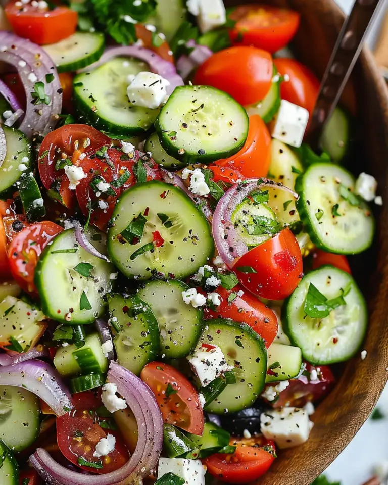 Mediterranean Salad with Cucumber, Tomato and Onion