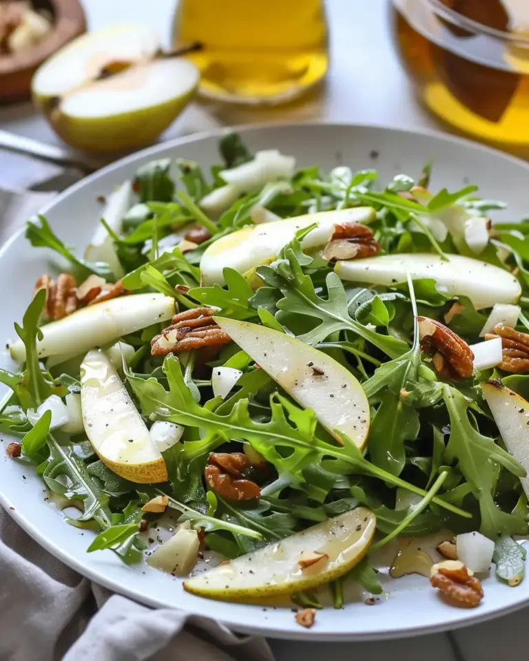 Arugula Pear Salad Recipe with Honey Vinaigrette Dressing