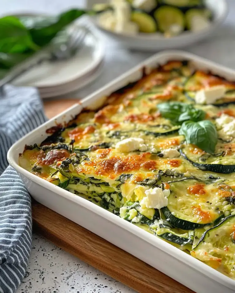 Baked Zucchini, Spinach, and Feta Casserole