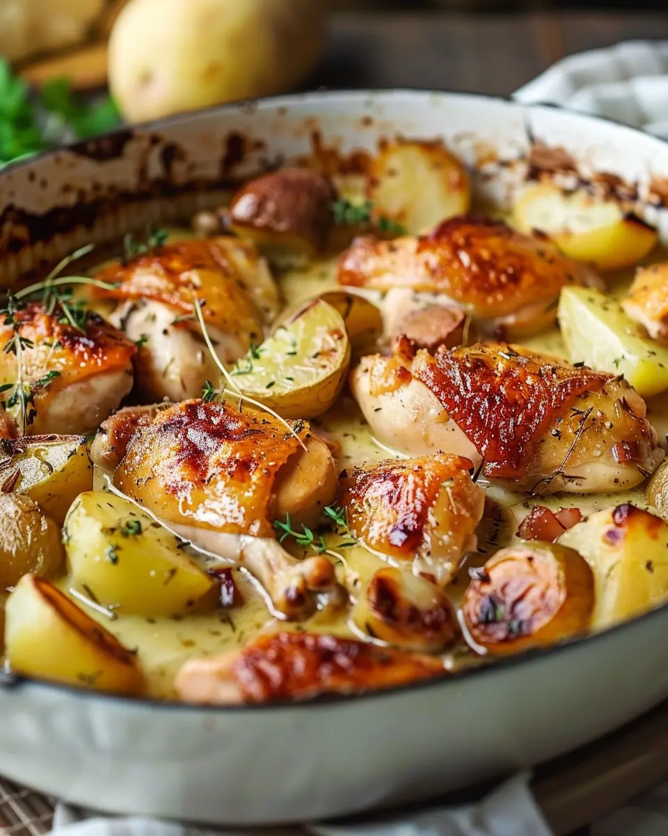 French Chicken Casserole a la Normande: Juicy Comfort Food Delight
