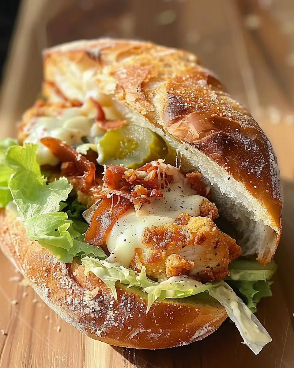 Crunchy Chicken Caesar Sandwich with Turkey Bacon Twist
