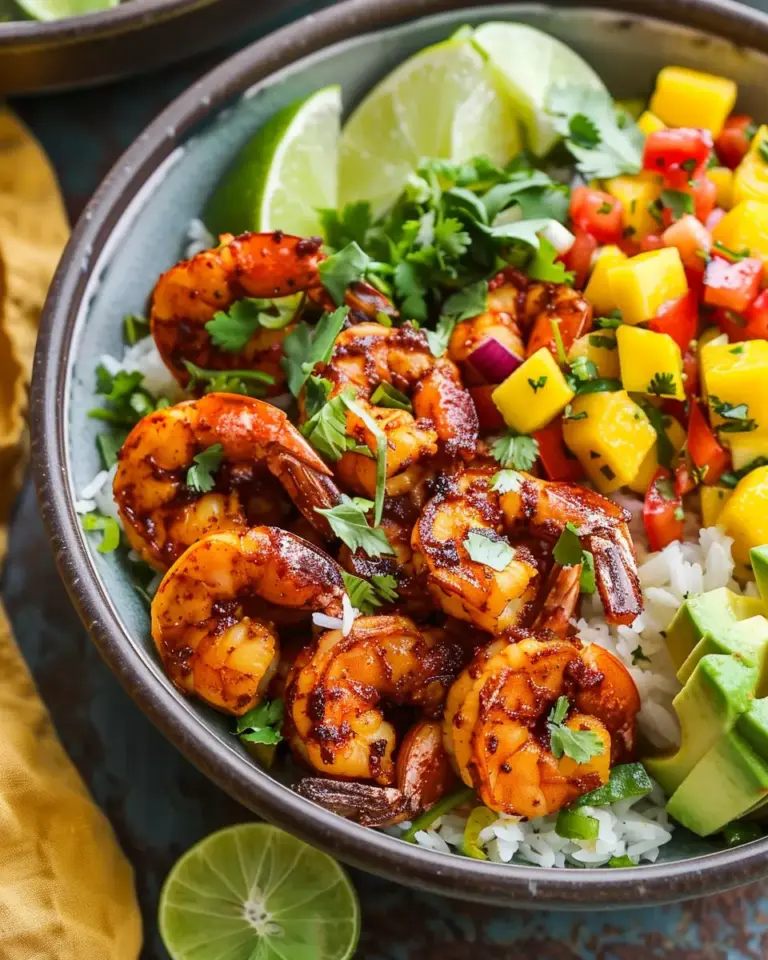 Chili Lime Shrimp Bowls with Mango-Avocado Salsa