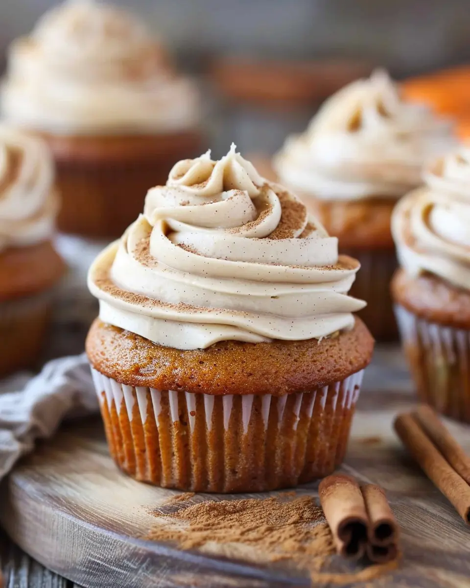 Pumpkin Cupcakes with Cinnamon Cream Cheese Frosting Delight