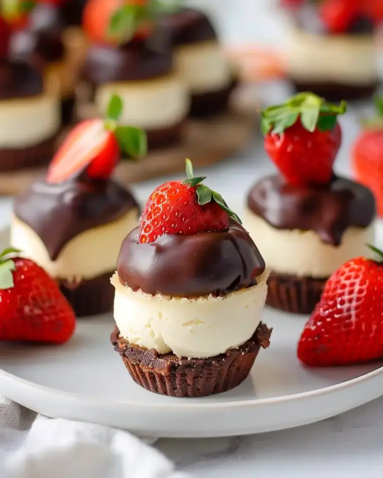 Chocolate Covered Strawberry Mini Cheesecakes