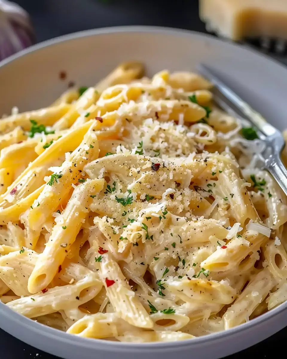 One Pot Creamy Garlic Pasta with Turkey Bacon: Easy and Delicious