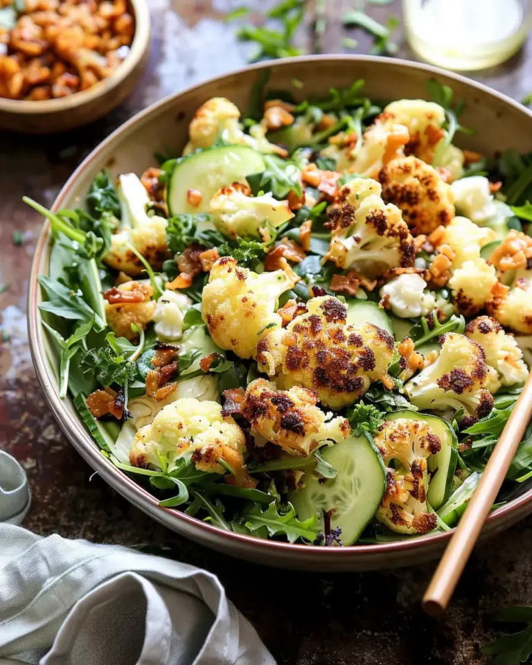 Roasted Cauliflower Salad with Creamy Honey Mustard Vinaigrette.